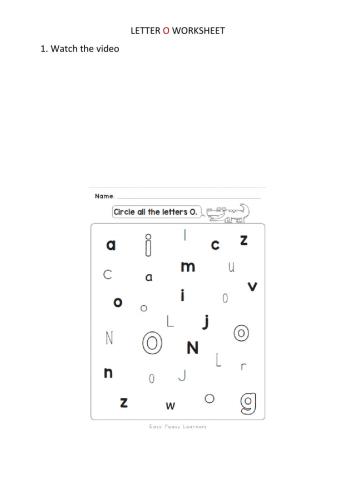 Letter O worksheet