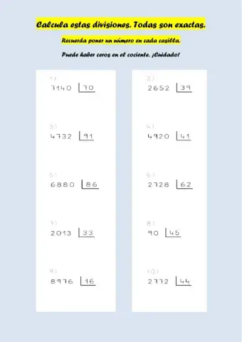 Divisiones exactas. Divisor 2 cifras.