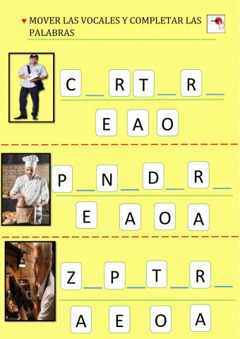 Mover las Vocales y armar las palabras