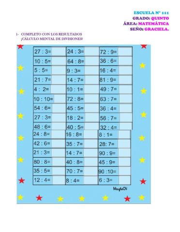 Divisiones y cálculos mentales