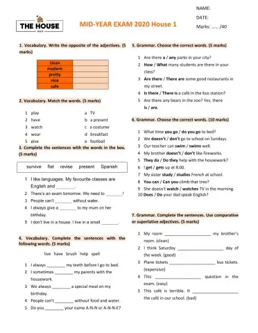 Mid year exam house 1