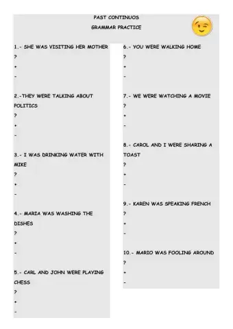 Past Continuos - Grammar practice