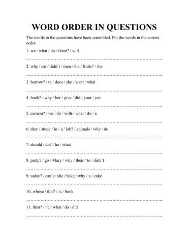 Word order in questions