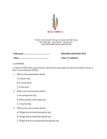 Lớp 9 - Unit 6 VIET NAM: THEN AND NOW-LISTENING -