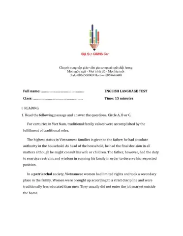 Lớp 9 - Unit 6 VIET NAM: THEN AND NOW-READING -