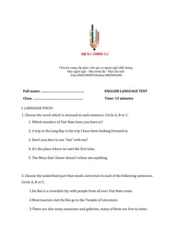 Lớp 9 - Unit 6 VIET NAM: THEN AND NOW-LANGUAGE FOCUS -