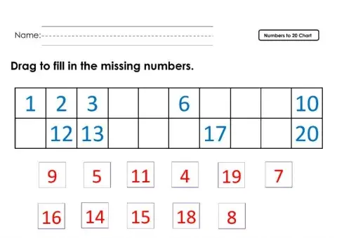 Numbers to 20 Chart
