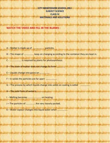 MATERIALS AND SOLUTIONS GRADE 4