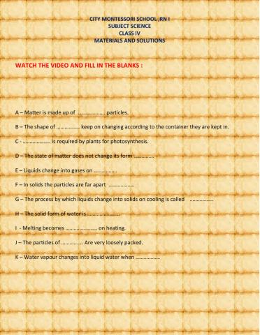 MATERIALS AND SOLUTIONS GRADE 4