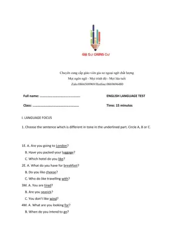 Lớp 9 - Unit 8 TOURISM - LANGUAGE FOCUS