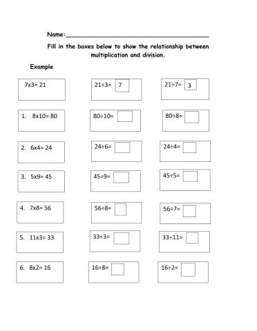 Relating multiplication to division