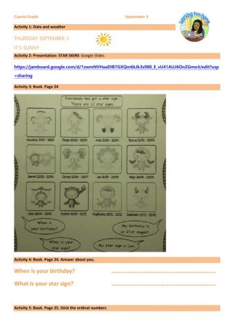 4th grade September 3