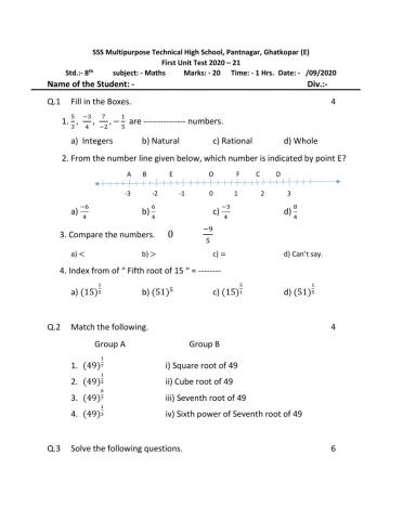 First Unit Test - 2020 - 21