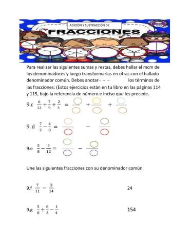 Suma y resta de fraciones