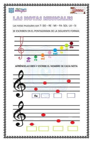 Notas musicales - pentagrama- 1ro elementary- third term-2020
