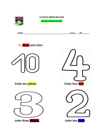 Numbers from 1 to 10. unit 1