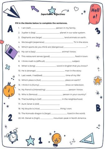 Superlative adjectives