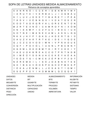 Sopa Letras Unidades Almacenamiento