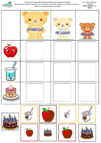 Grande, mediano, pequeño