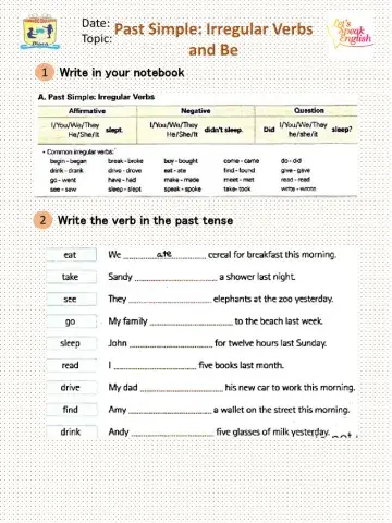 Past Simple Irregular Verbs and Be