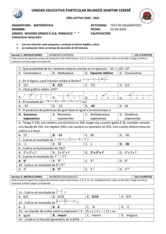 Prueba Diagnóstica 9º