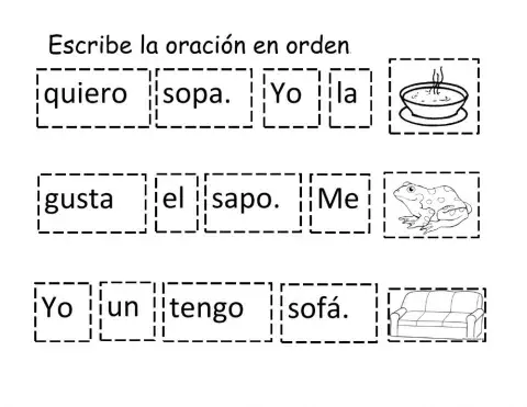 Escribe la oracion en orden.