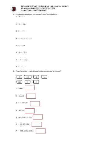 Operasi hitung bilangan bulat negatif