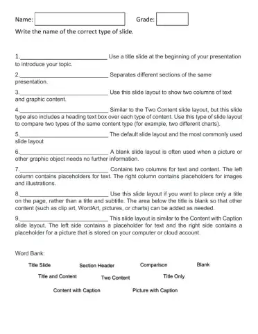 PowerPoint Slides Definitions