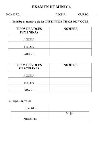 Examen musica clasificacion voces