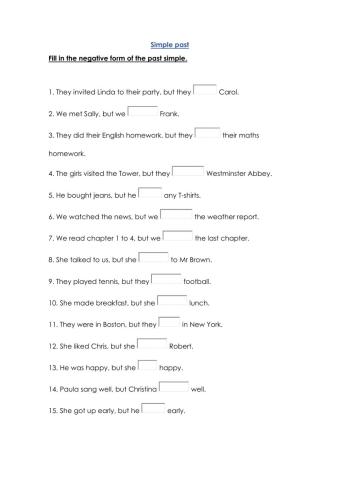 Simple past: Negative