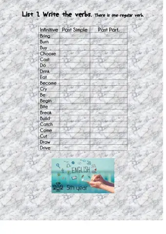 Lista de verbos irregulares 1B