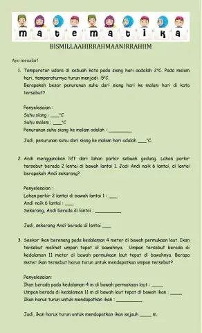 Soal Cerita Bilangan Bulat