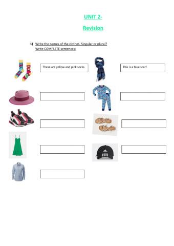 Clothes- Singular- plural- Colores