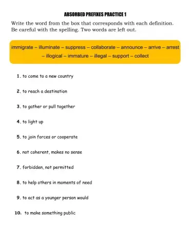 Absorbed Prefixes Practice 1