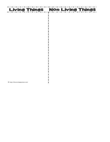 Fill in the list of living and non living things