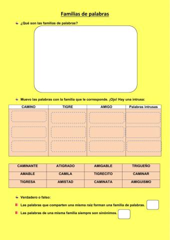 Familias de palabras