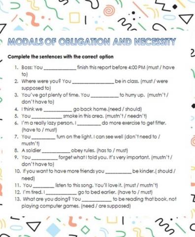 Modals of obligation and necessity