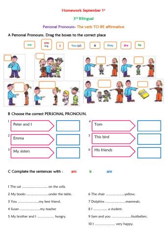 Personal Pronouns- Verb TO BE affirmative