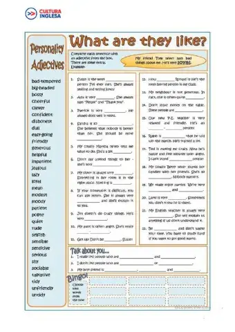 Personality adjectives