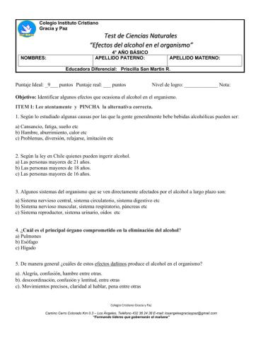 Test de ciencias naturales