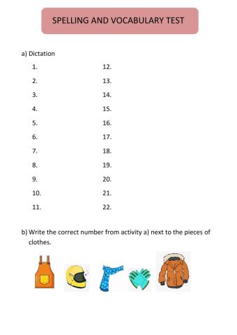 Spelling and Vocabulary Test