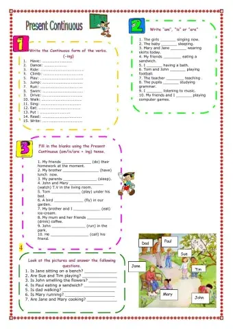 Revision present continuous