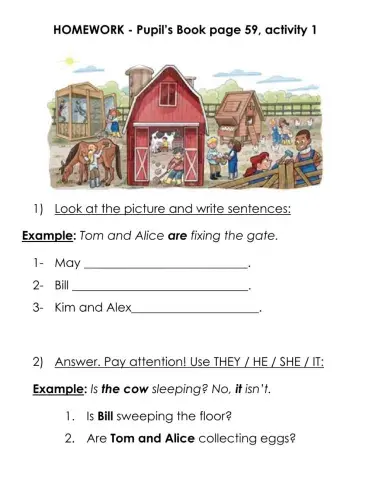 Present continuous - on the farm