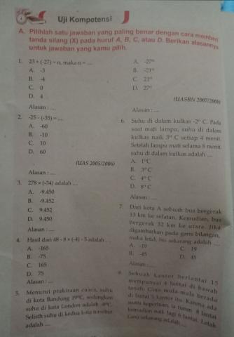 Matematika Bilangan bulat kelas 6