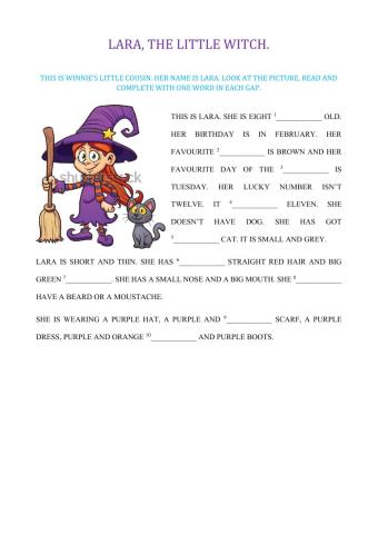 Winnie - Lara, the Little Witch - Cloze