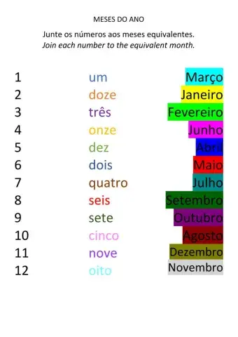 Meses do ano e números - PT-BR