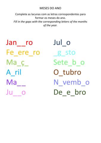 Meses do ano - spelling