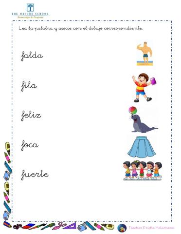 Asocie palabras con f