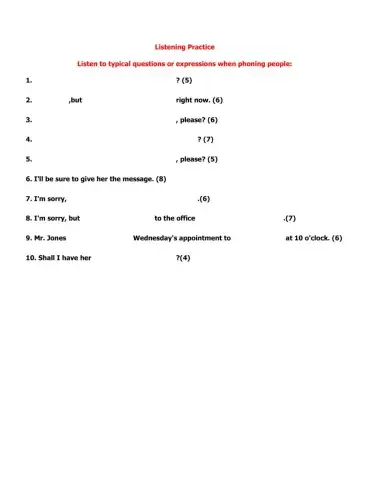 Listening Phone sentences