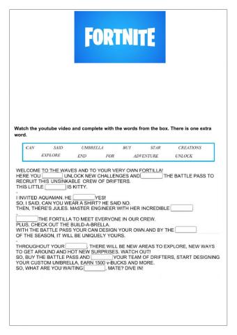 Fortnite (listening comprehension)